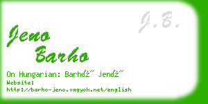 jeno barho business card